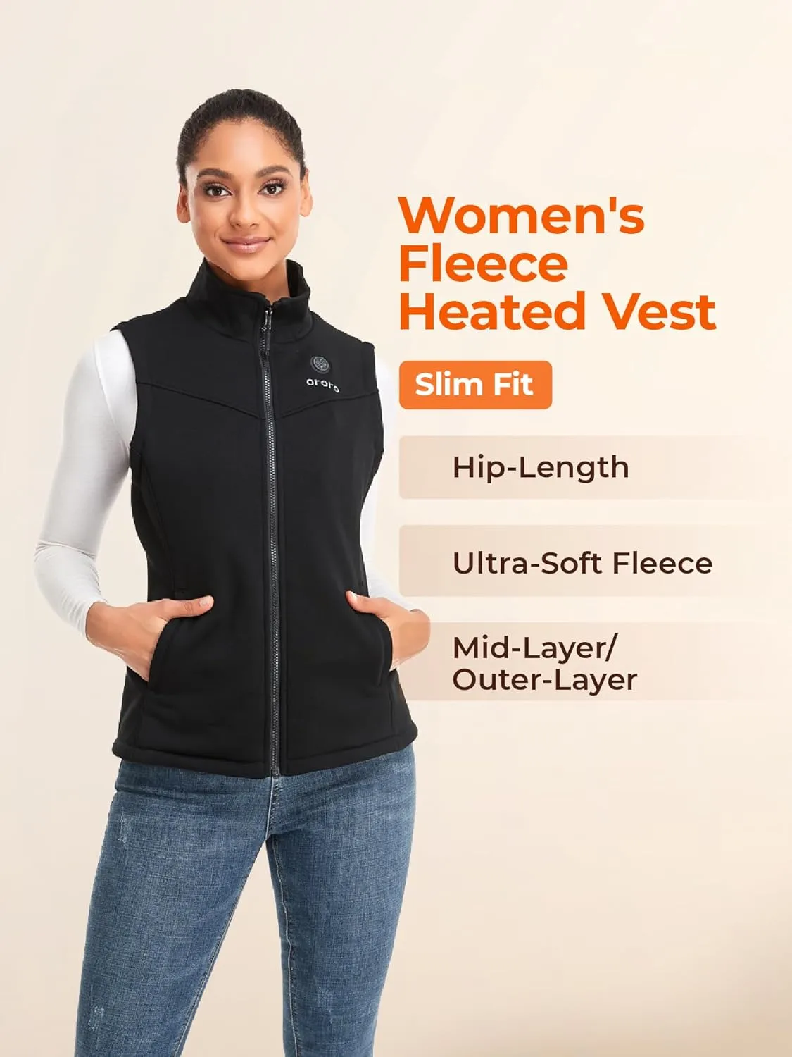 ORORO Women's Heated Fleece Vest with Battery, Lightweight Heating Vest Fleece (Charger Not Included)