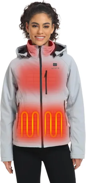 ORORO Women's Heated Jacket with Heated Collar, 4 Heat Zones Heated Coat with Battery (Charger Not Included)