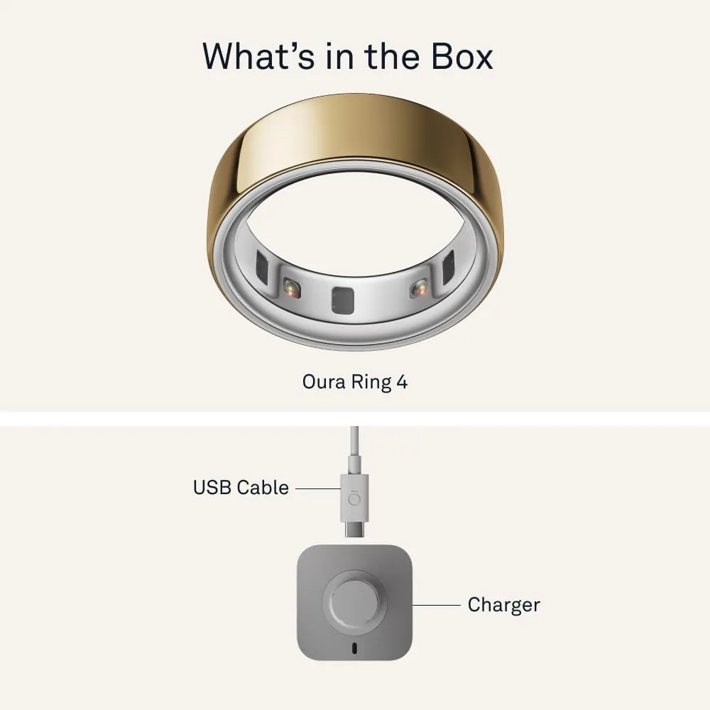 Oura Ring 4 - Gold - Size 9 - Smart Ring - Size First with Oura Ring 4 Sizing Kit - Sleep Tracking Wearable - Heart Rate - Fitness Tracker - Up to 8 Days of Battery Life