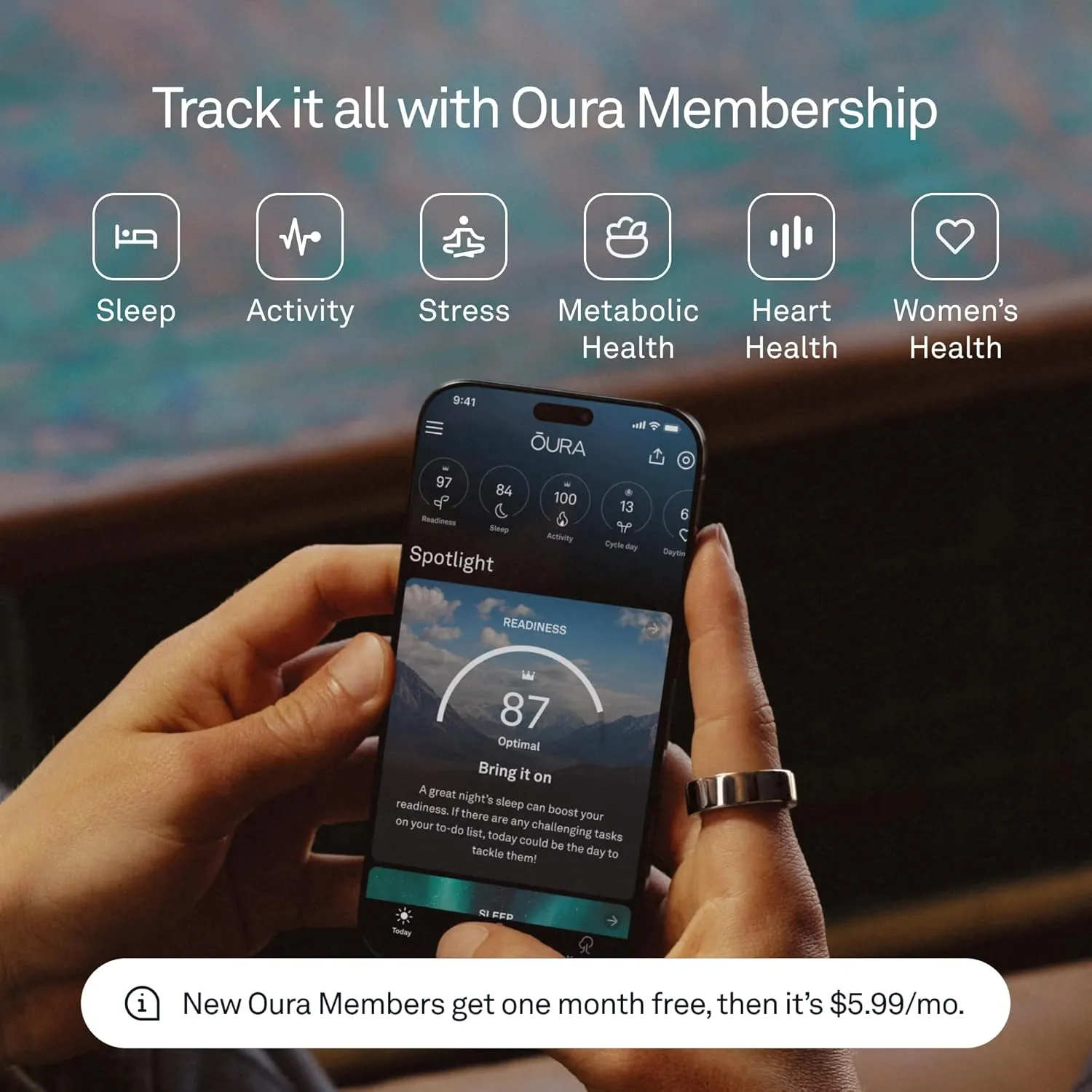 Oura Ring 4 - Gold - Size 9 - Smart Ring - Size First with Oura Ring 4 Sizing Kit - Sleep Tracking Wearable - Heart Rate - Fitness Tracker - Up to 8 Days of Battery Life