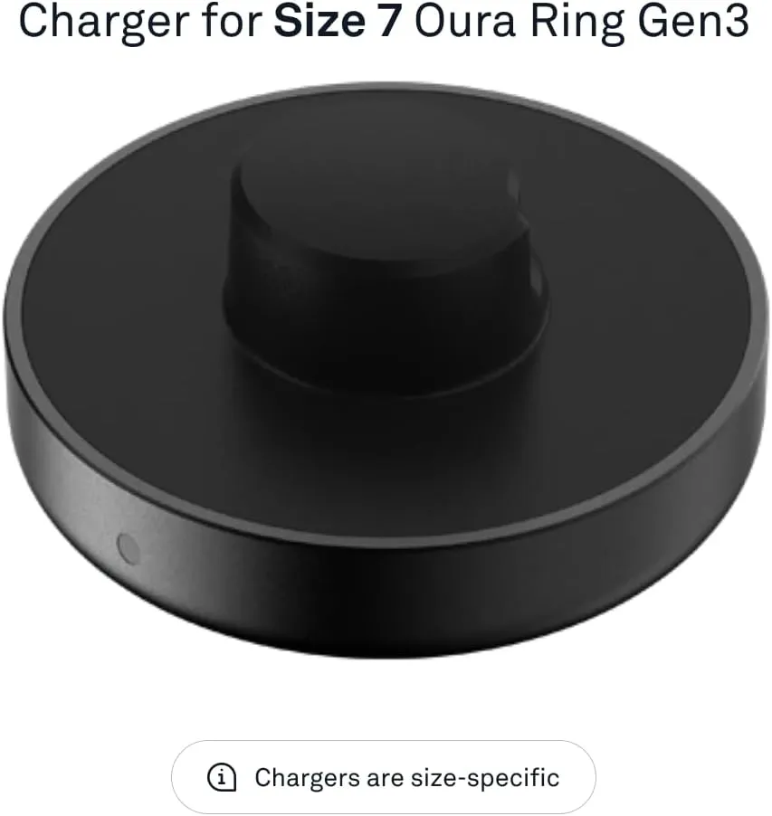 Oura Ring Gen3 Charger - Size 7 - Full Battery Charge in 60-80 Minutes - Charging Dock and USB-C Cable