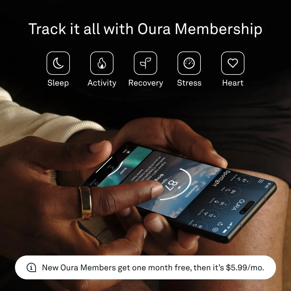 Oura Ring Gen3 Horizon - Silver - Size 10 - Smart Ring - Size First with Oura Ring Gen3 Sizing Kit - Sleep Tracking Wearable - Heart Rate - Fitness Tracker - 5-7 Days Battery Life