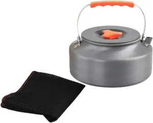 Outdoor Camping Kettle, 1.6L Tea Kettle, Picnic Teapot, Coffee Pot, Aluminum Alloy for Fishing Road, Trip Picnics, Orange handle