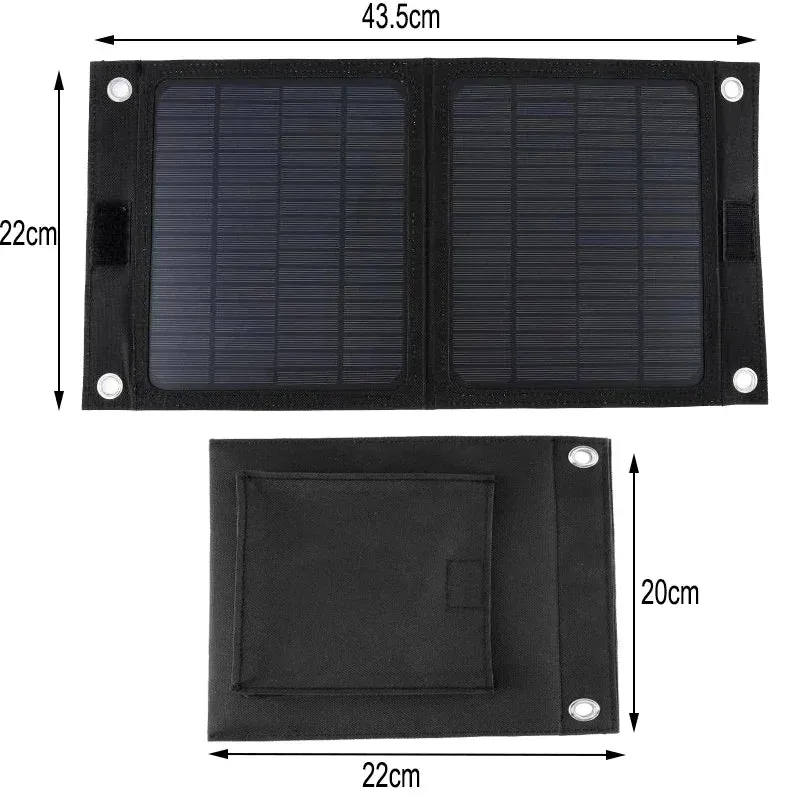 Outdoor Portable 12V 50W Folding Solar Panel Charger | Foldable Solar Cell Power Bank for Mobile Phone Hiking Battery with USB Port