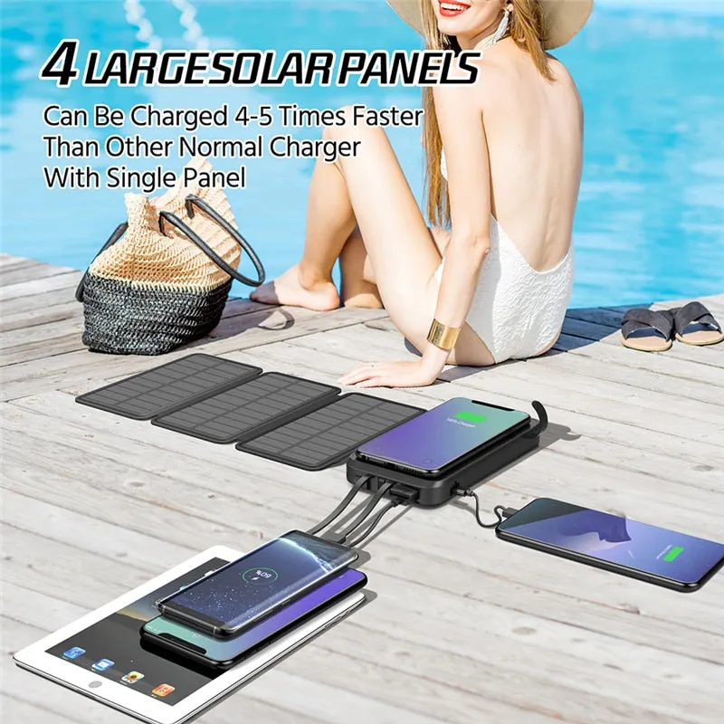 Outdoors Solar Power Bank Fast Phone Charger 43800mAh Off-Grid Battery