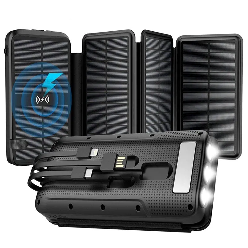 Outdoors Solar Power Bank Fast Phone Charger 43800mAh Off-Grid Battery
