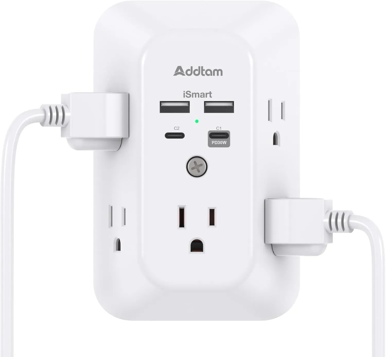 Outlet Extender Surge Protector - Addtam 5-Outlet Splitter with 4 USB Wall Charger(PD 30W), Multi Plug Wall Outlet Power Strip for Home, Dorm Room Essentials