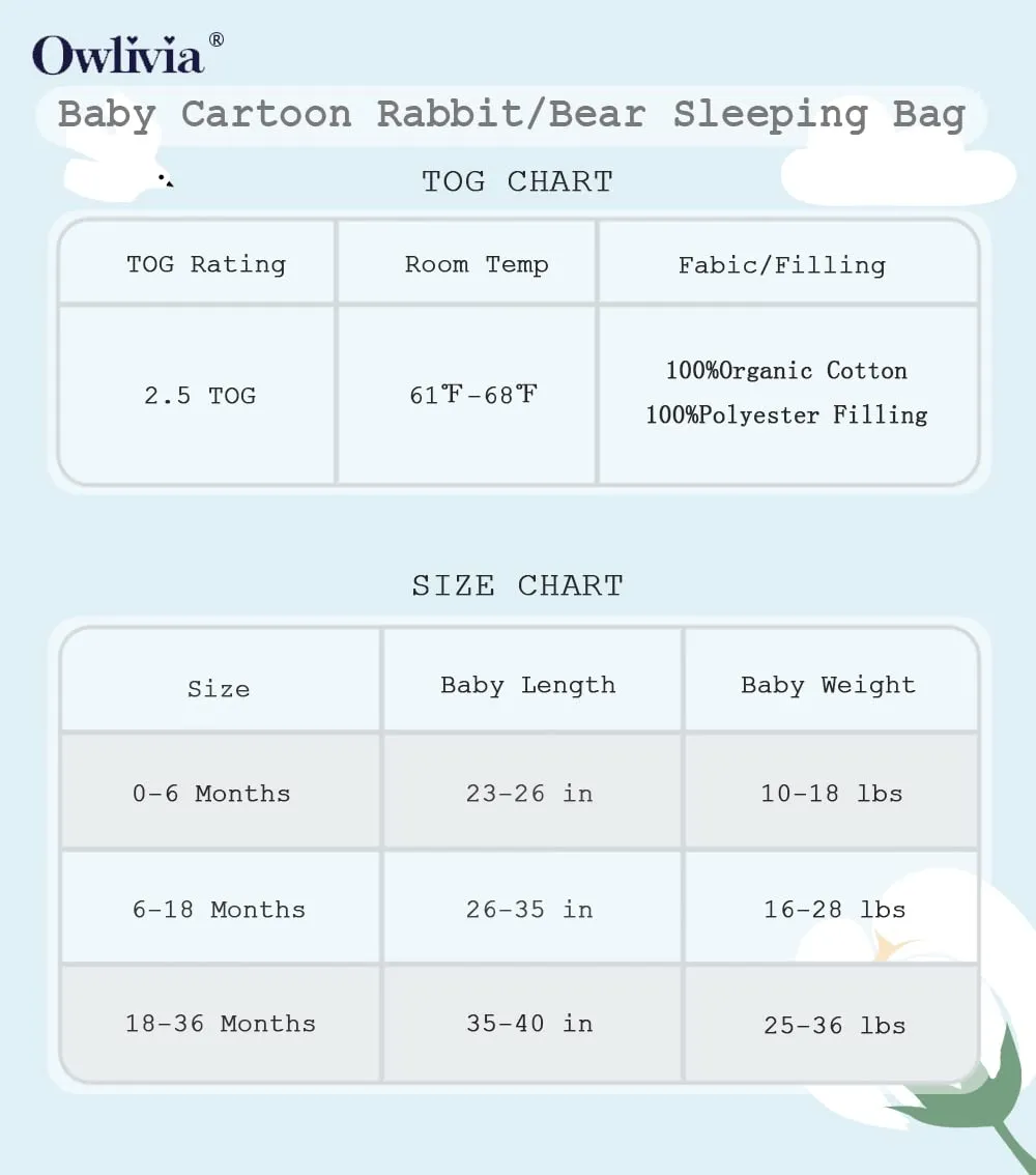 Owlivia Baby Sleep Sack, 100% Organic Cotton Toddler Sleeping Bag, TOG 2.5 Unisex Wearable Blanket For Winter (18-36 Months, Brown Bear)