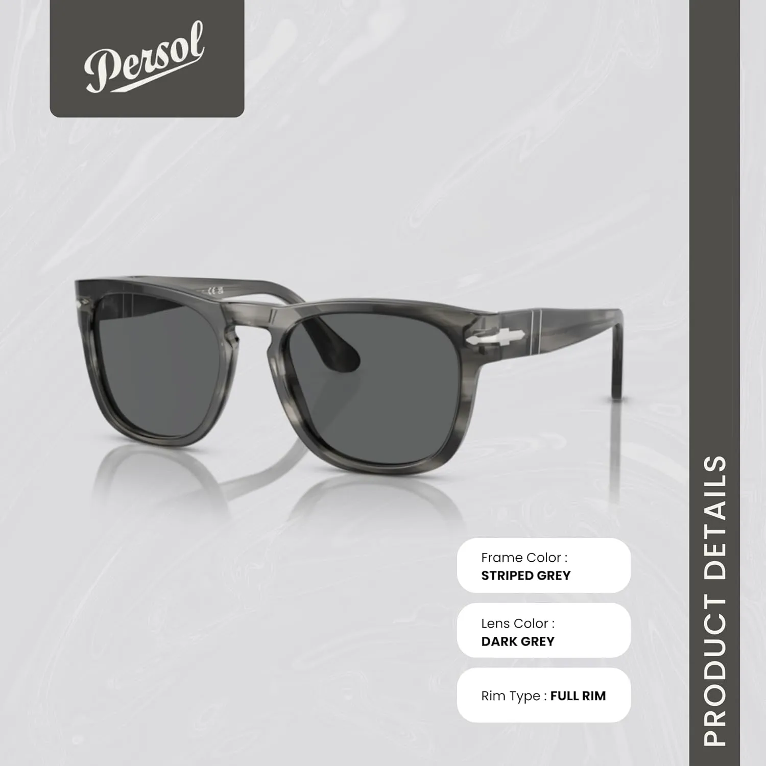 Persol Elio PO3333S Square Sunglasses for Men for Women   BUNDLE With Designer iWear Complimentary Eyewear Kit