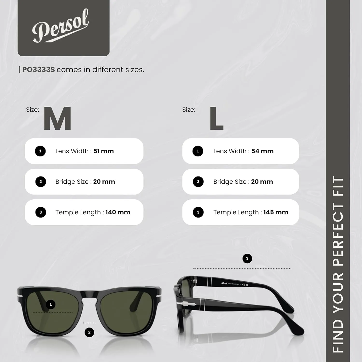 Persol Elio PO3333S Square Sunglasses for Men for Women   BUNDLE With Designer iWear Complimentary Eyewear Kit