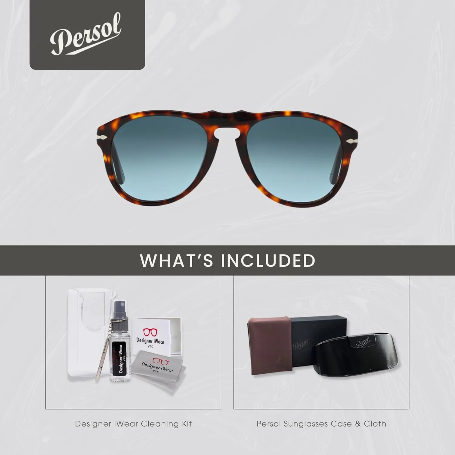 Persol PO0649 Aviator Sunglasses for Men   BUNDLE With Designer iWear Eyewear Kit