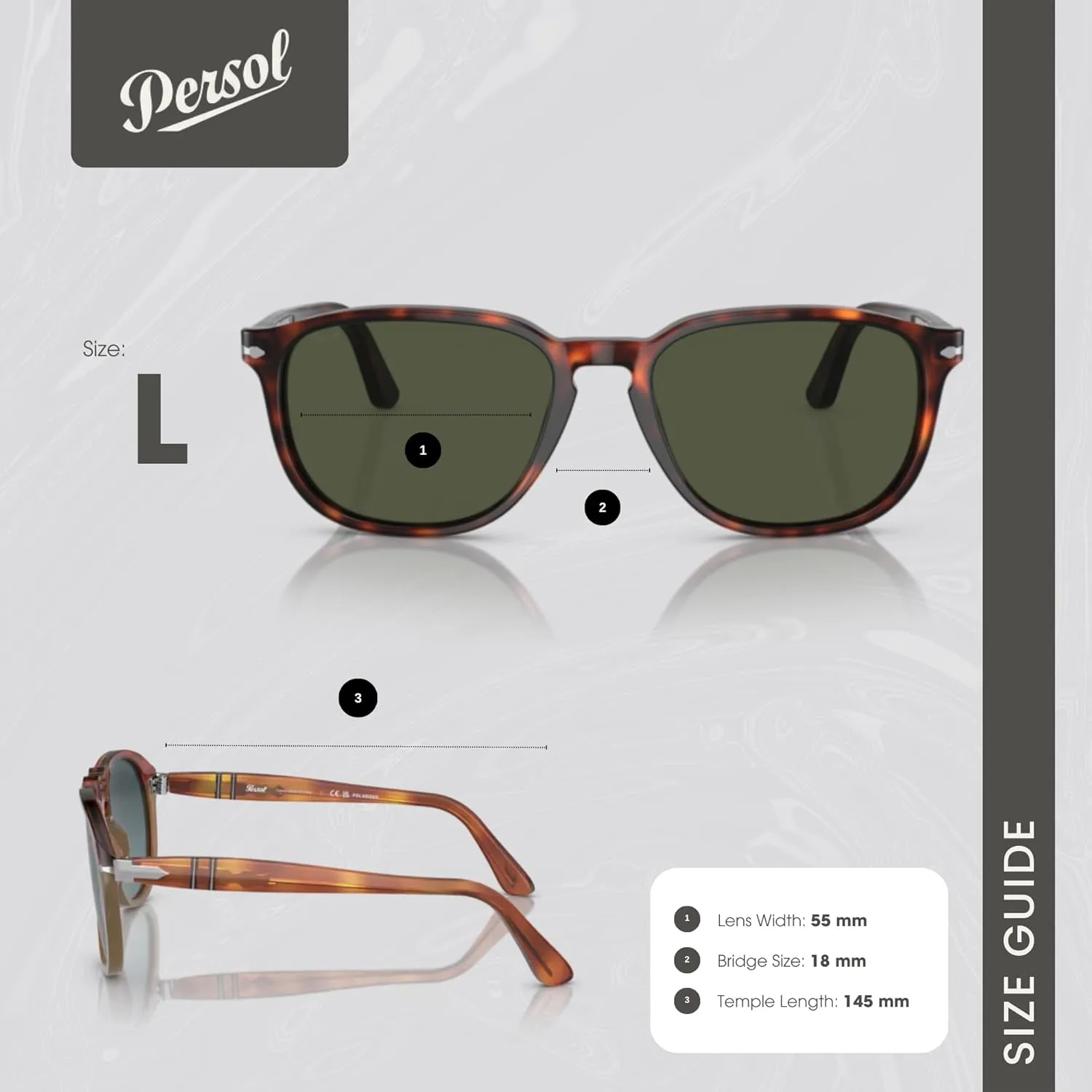 Persol PO3019S Square Sunglasses for Men   Bundle with Designer iWear Kit