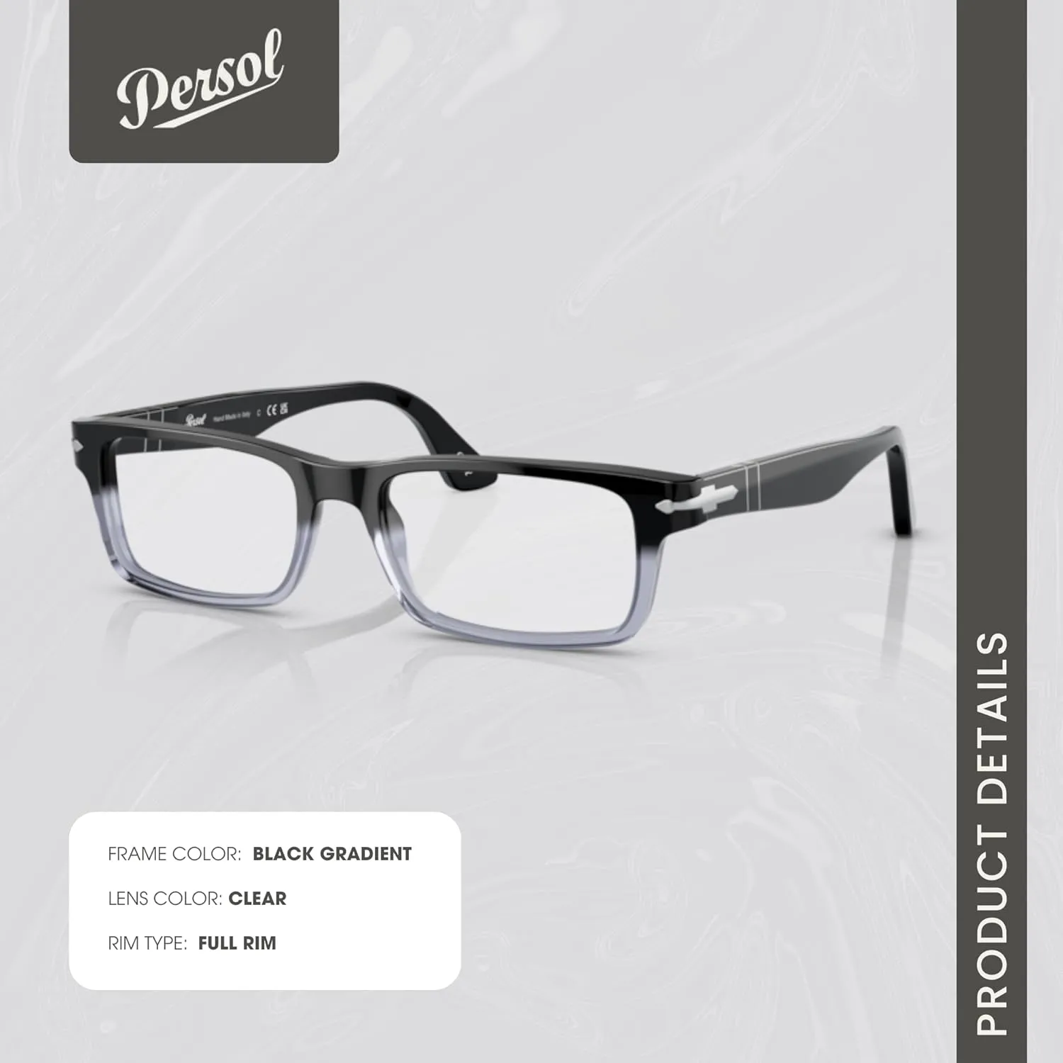 Persol PO3050V Rectangle Eyeglasses for Men   BUNDLE With Designer iWear Eyewear Kit