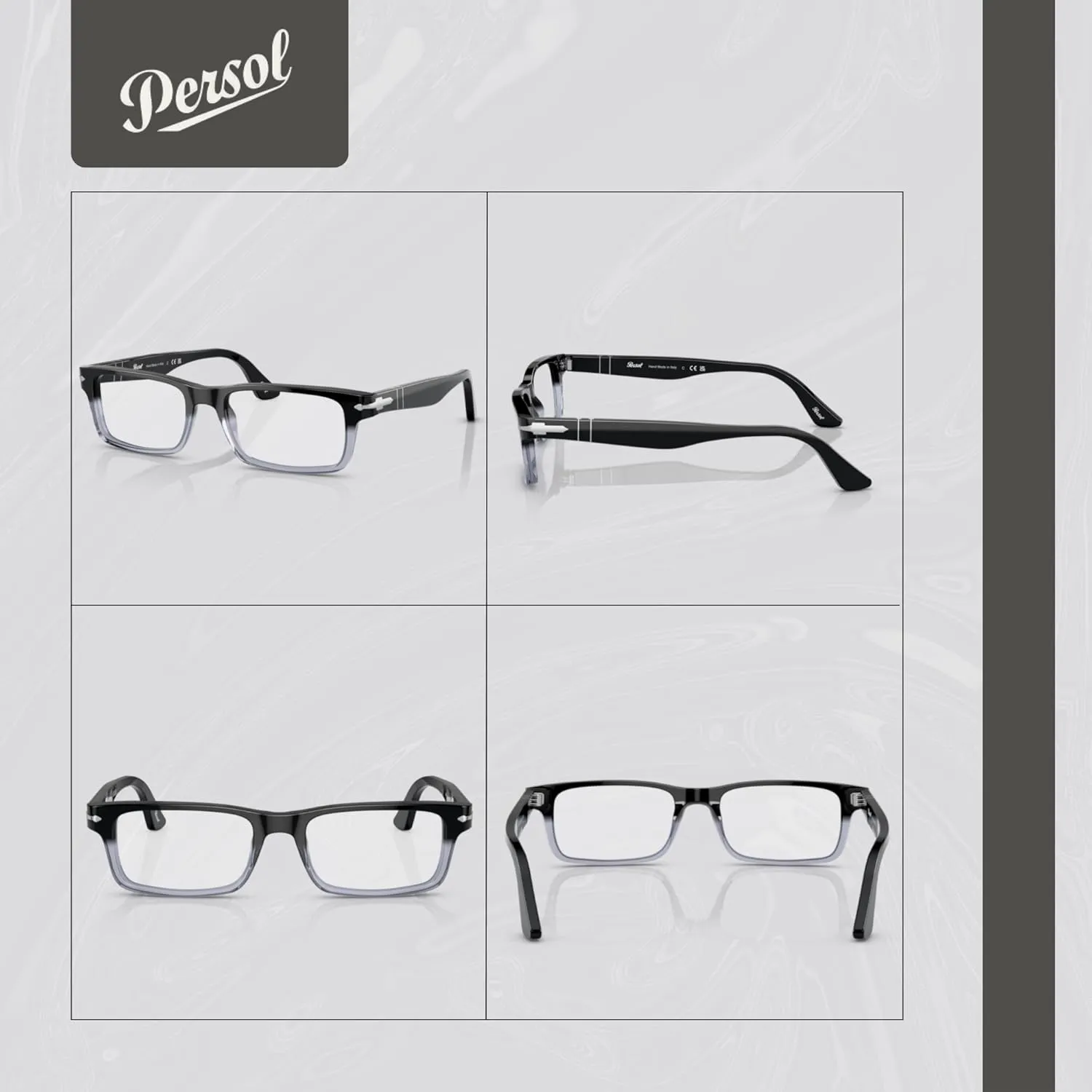 Persol PO3050V Rectangle Eyeglasses for Men   BUNDLE With Designer iWear Eyewear Kit