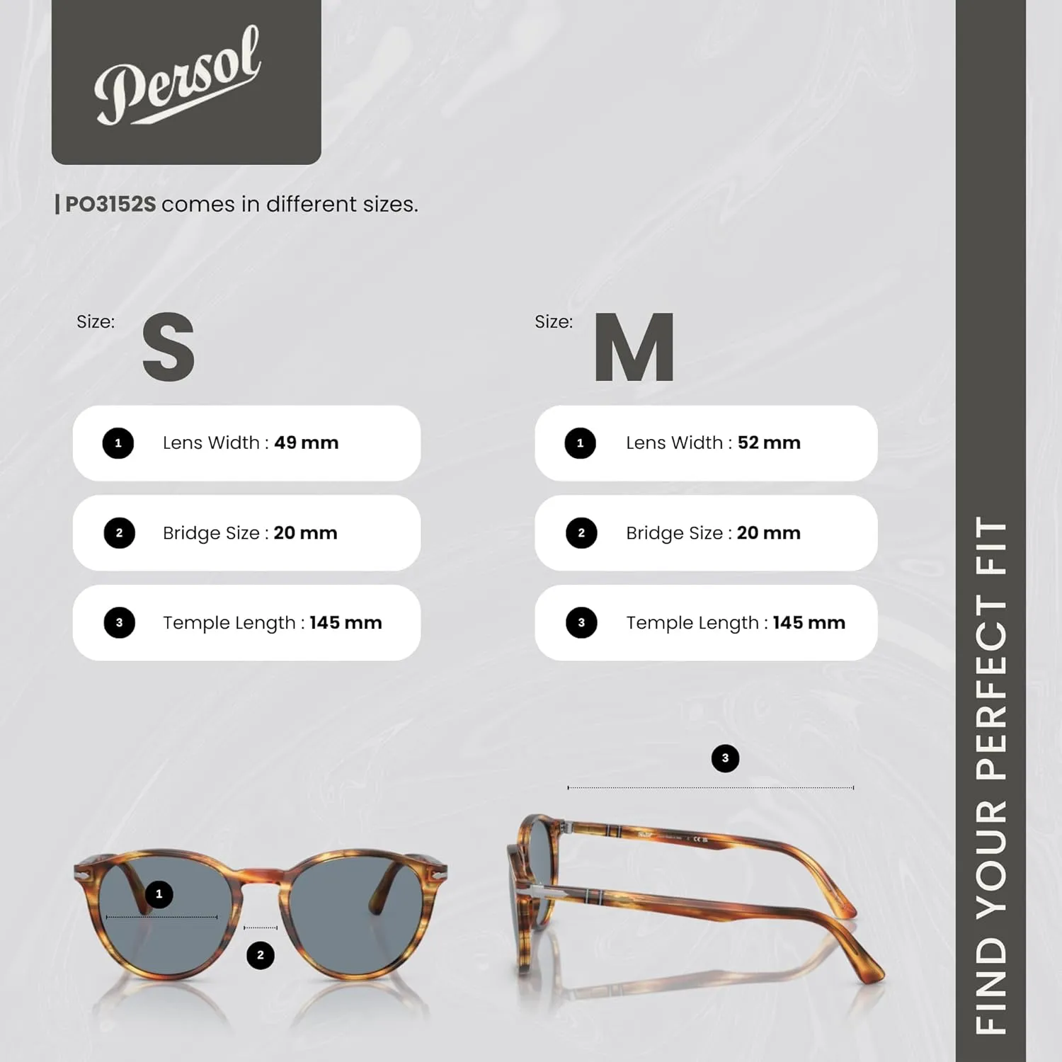 Persol PO3152S Round Sunglasses for Men   BUNDLE With Designer iWear Eyewear Kit