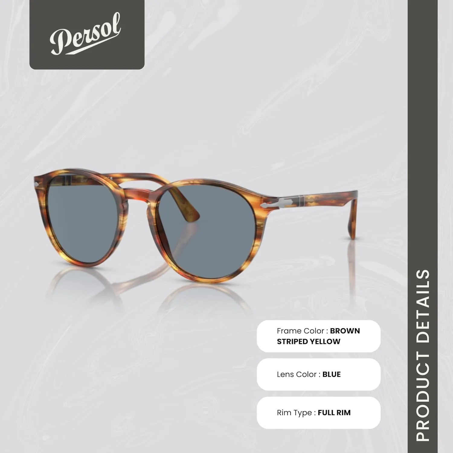 Persol PO3152S Round Sunglasses for Men   BUNDLE With Designer iWear Eyewear Kit
