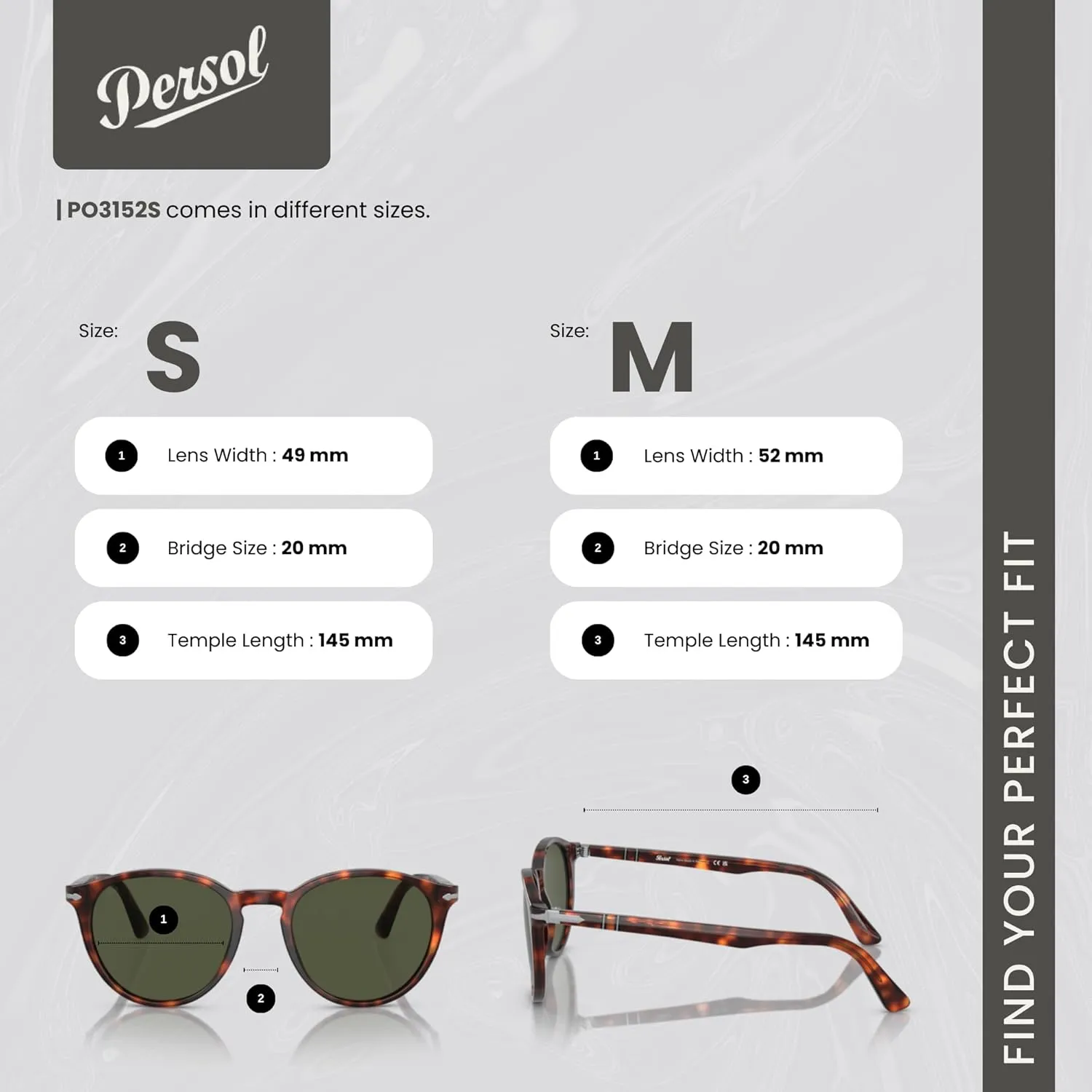 Persol PO3152S Round Sunglasses for Men   BUNDLE With Designer iWear Eyewear Kit