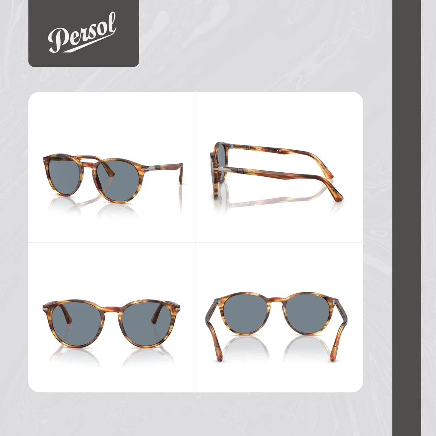 Persol PO3152S Round Sunglasses for Men   BUNDLE With Designer iWear Eyewear Kit