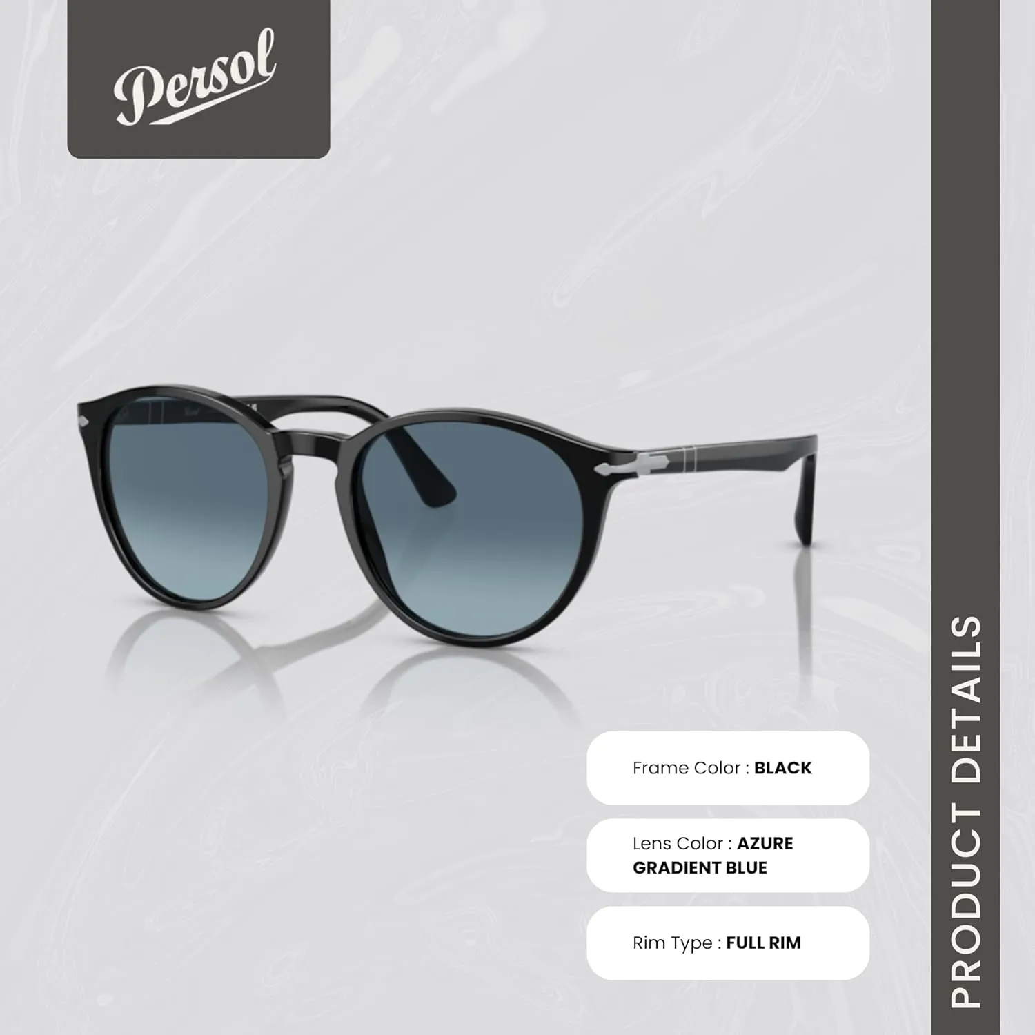 Persol PO3152S Round Sunglasses for Men   BUNDLE With Designer iWear Eyewear Kit