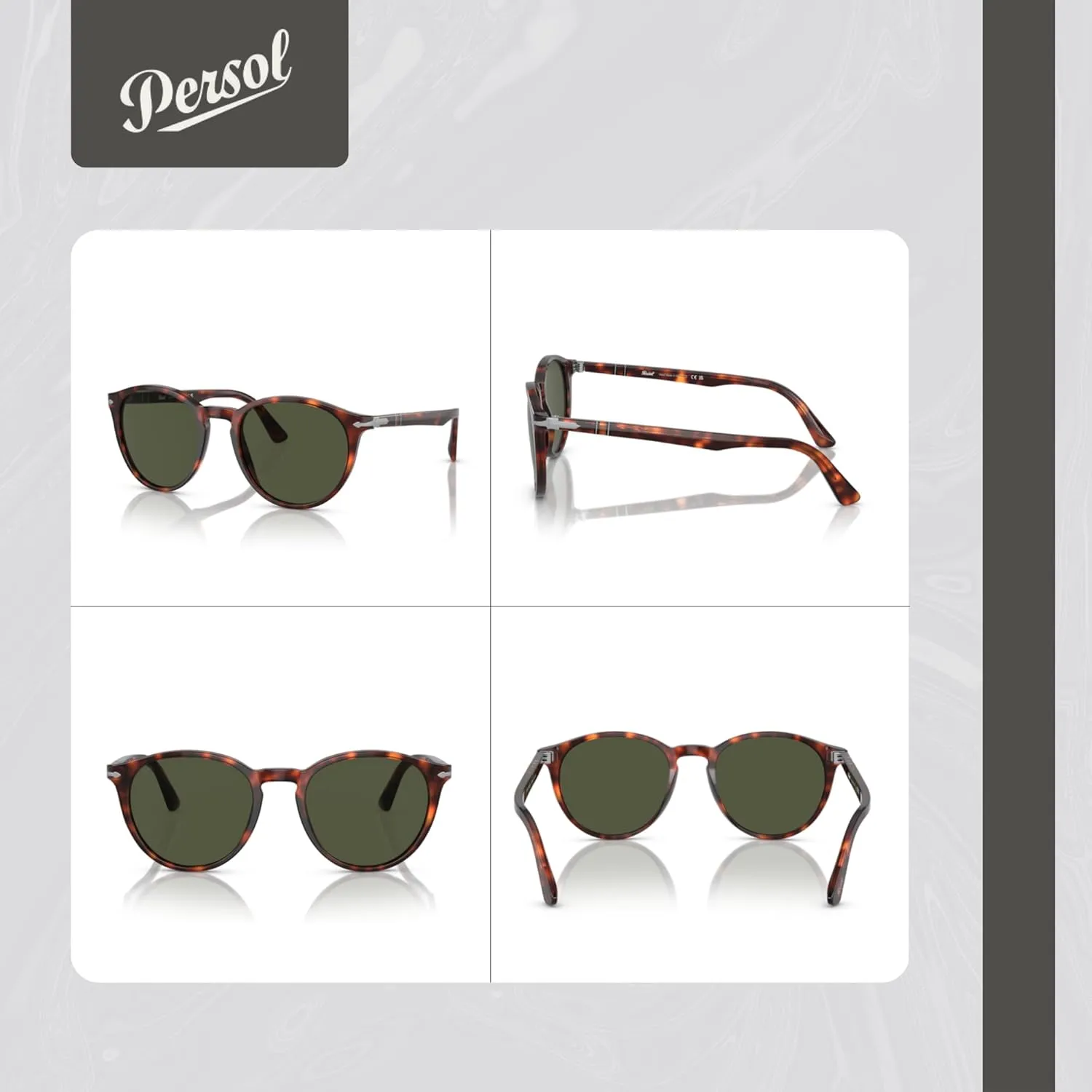 Persol PO3152S Round Sunglasses for Men   BUNDLE With Designer iWear Eyewear Kit