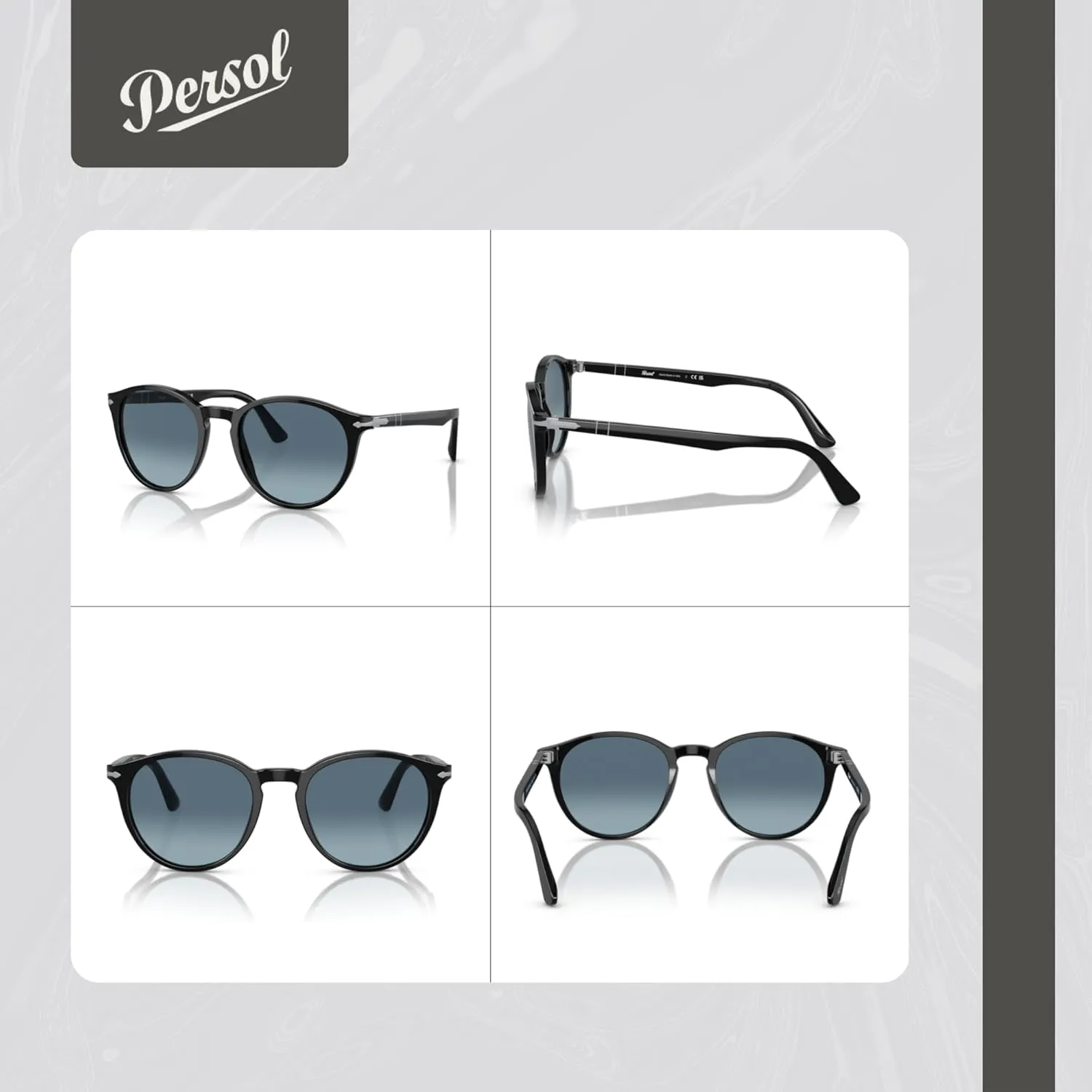 Persol PO3152S Round Sunglasses for Men   BUNDLE With Designer iWear Eyewear Kit
