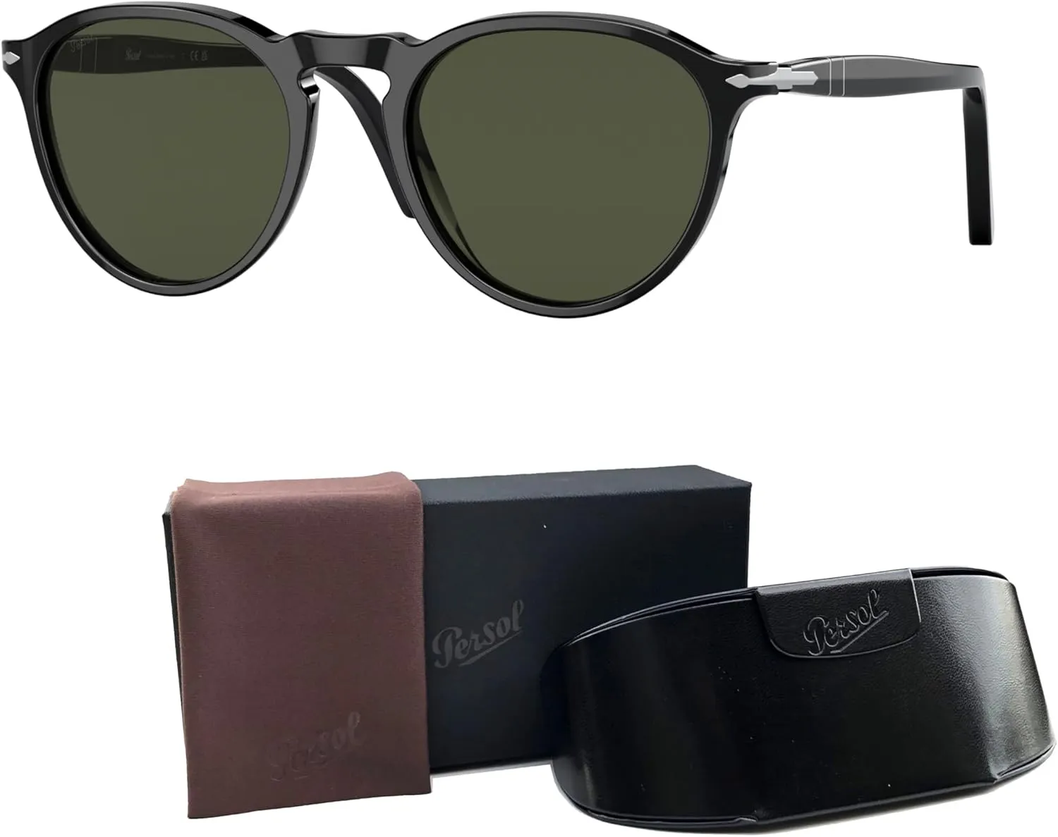 Persol PO3286S Round Sunglasses for Men for Women   BUNDLE With Designer iWear Complimentary Eyewear Kit
