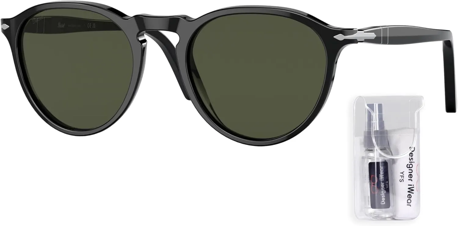 Persol PO3286S Round Sunglasses for Men for Women   BUNDLE With Designer iWear Complimentary Eyewear Kit
