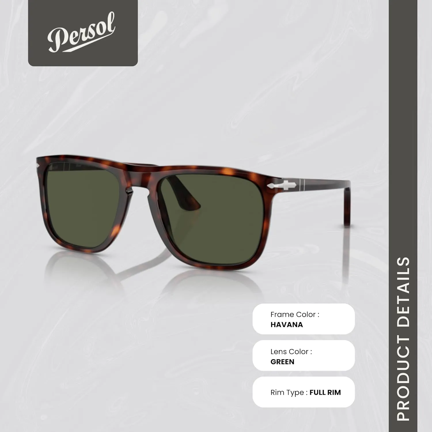 Persol PO3336S Aviator Sunglasses for Men for Women   BUNDLE With Designer iWear Complimentary Eyewear Kit