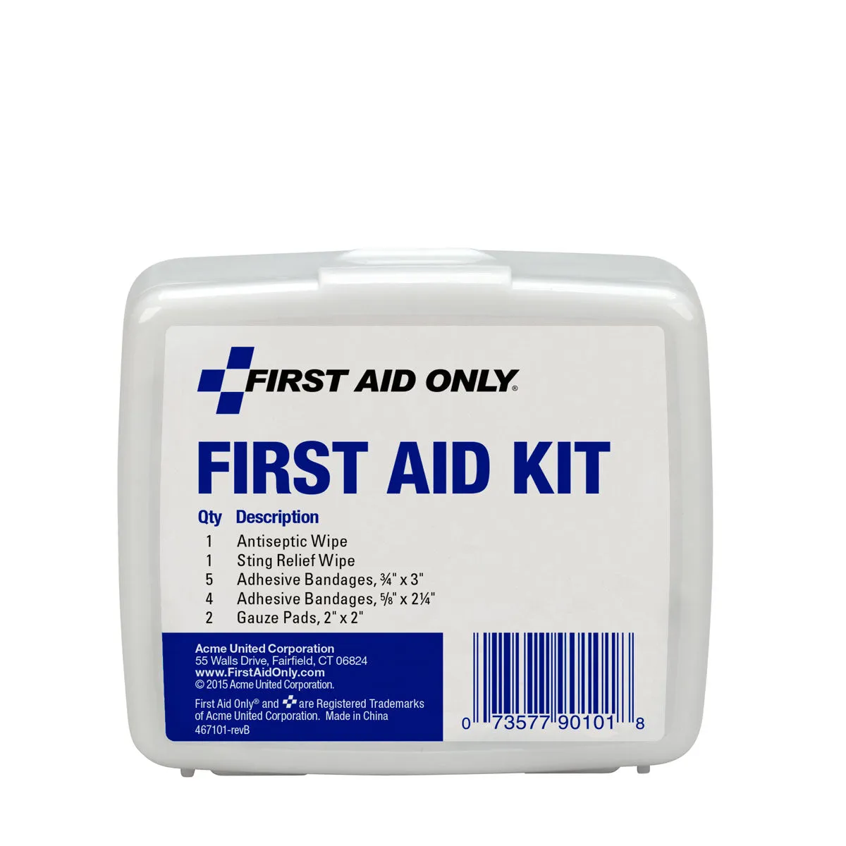 Personal First Aid Kit, 13 Piece, Plastic Case