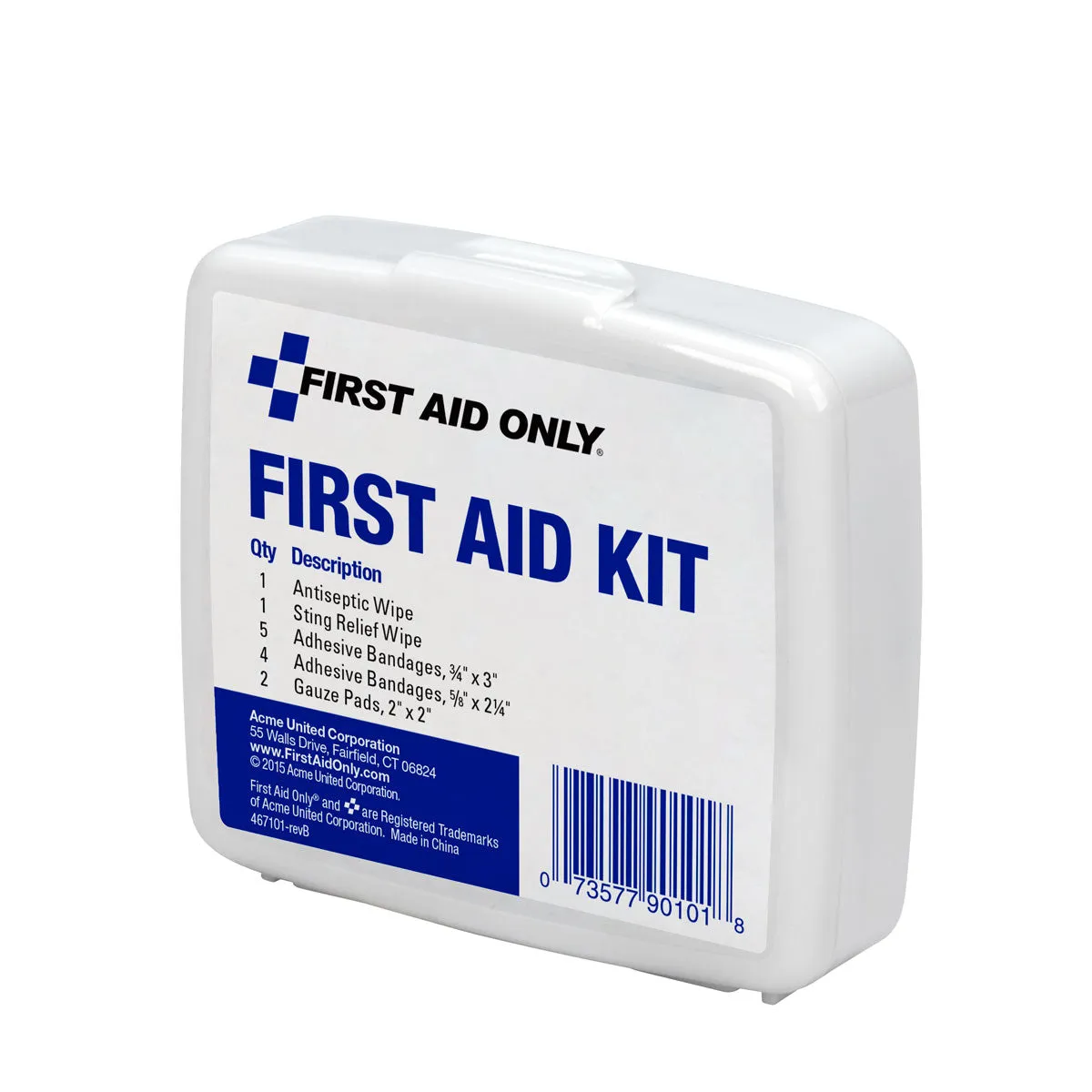 Personal First Aid Kit, 13 Piece, Plastic Case