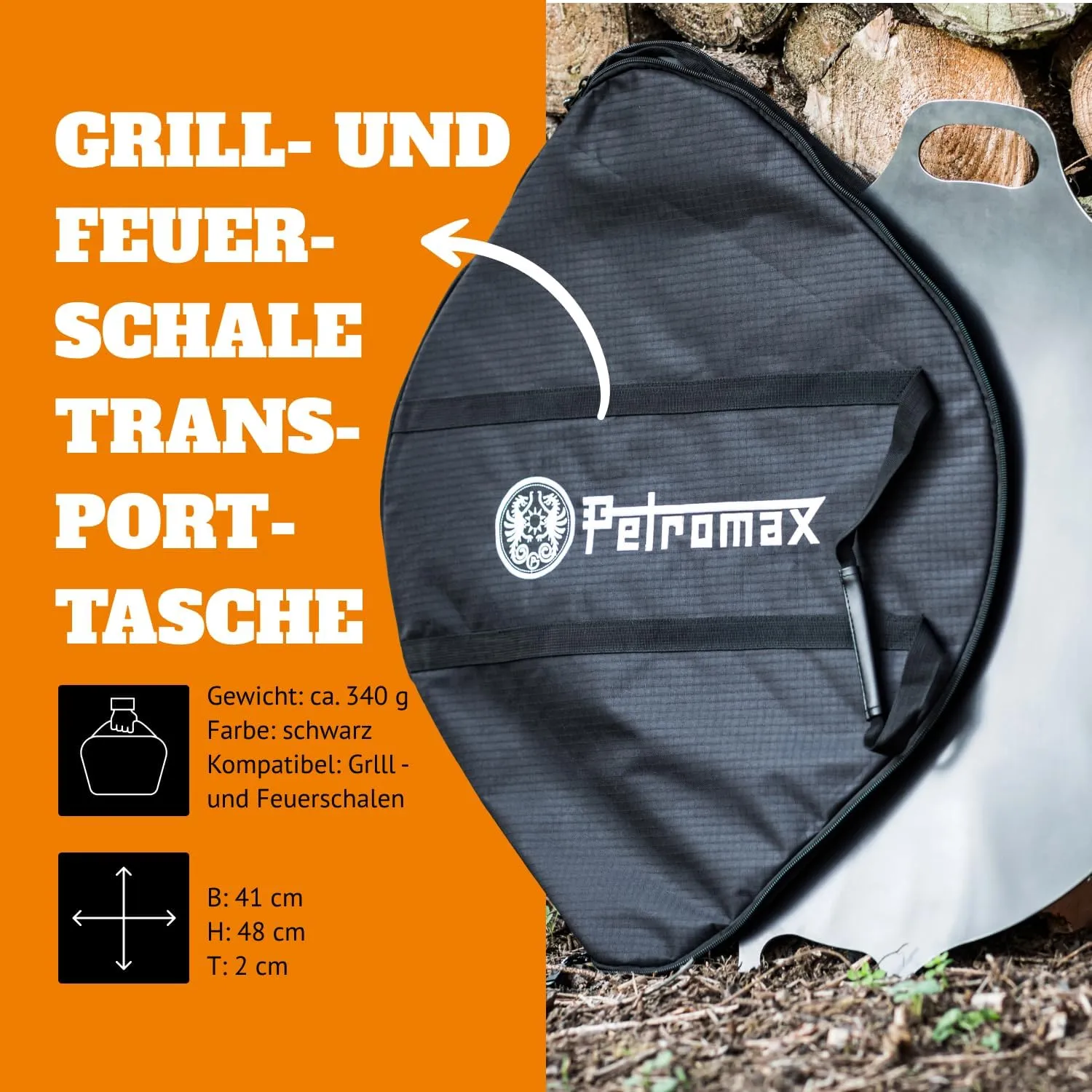 Petromax Griddle and Fire Bowl Bag, Transport Safely with Reinforced and Padded Carry Tote, Protect Your Outdoor Cooking and Camping Griddle