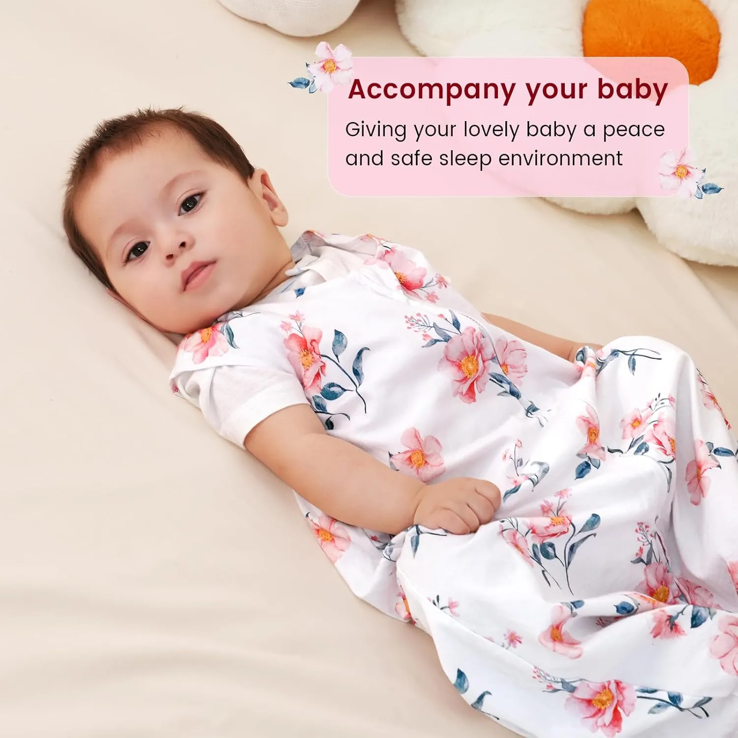 PHF 100% Cotton Baby Sleep Sack, 2-Way Zipper Baby Wearable Blanket, 0-6 Months TOG 0.5 Toddler Sleeping Sack, 2 Pack Sleeveless Soft Sleeping Bags for Baby Boys Girls, Small, Floral