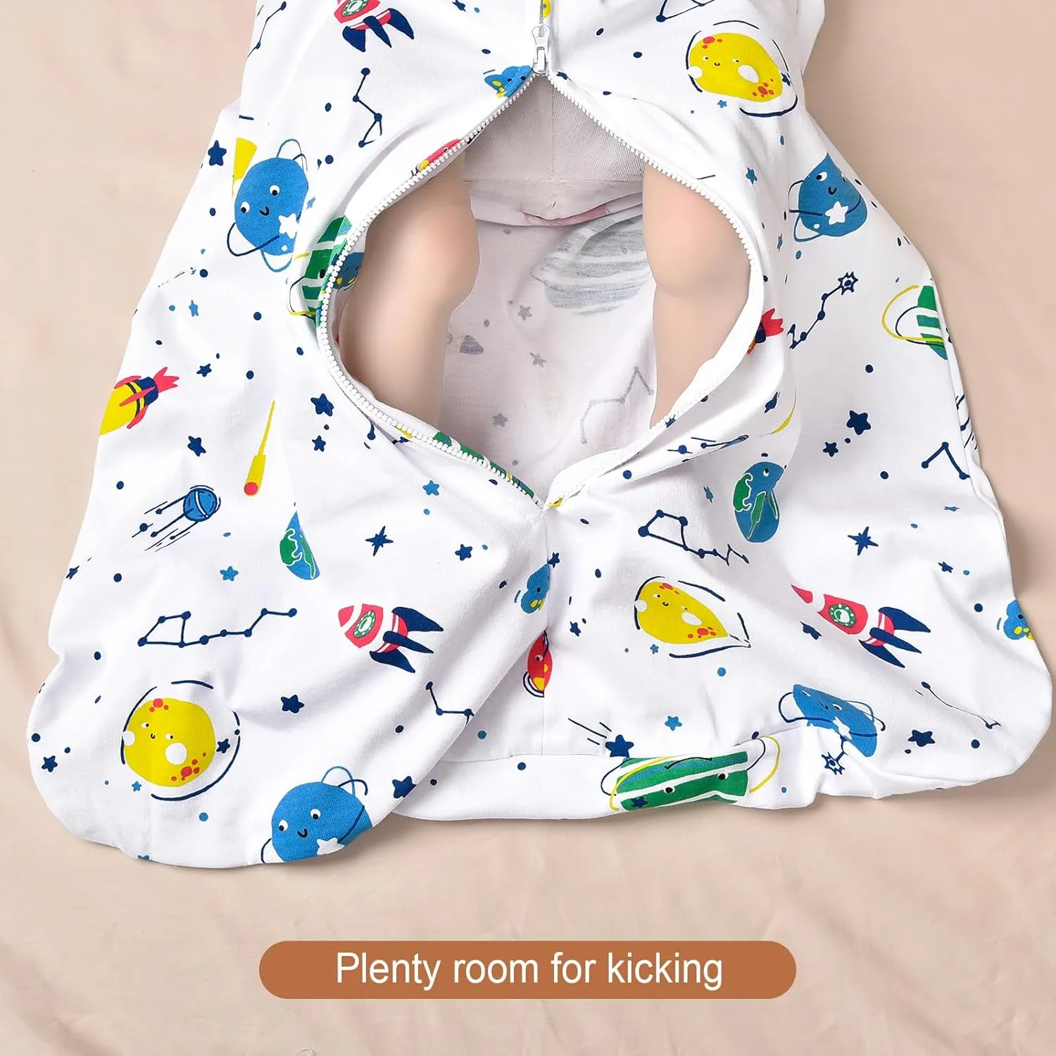 PHF 100% Cotton Baby Sleep Sack, 2-Way Zipper Baby Wearable Blanket, 18-24 Months TOG 0.5 Toddler Sleeping Sack, 2 Pack Sleeveless Soft Sleeping Bags for Baby Boys Girls, X-Large, Space