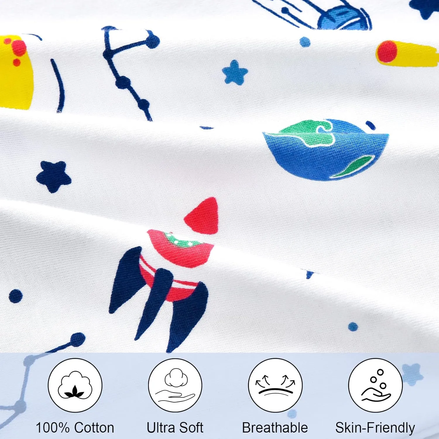 PHF 100% Cotton Baby Sleep Sack, 2-Way Zipper Baby Wearable Blanket, 18-24 Months TOG 0.5 Toddler Sleeping Sack, 2 Pack Sleeveless Soft Sleeping Bags for Baby Boys Girls, X-Large, Space