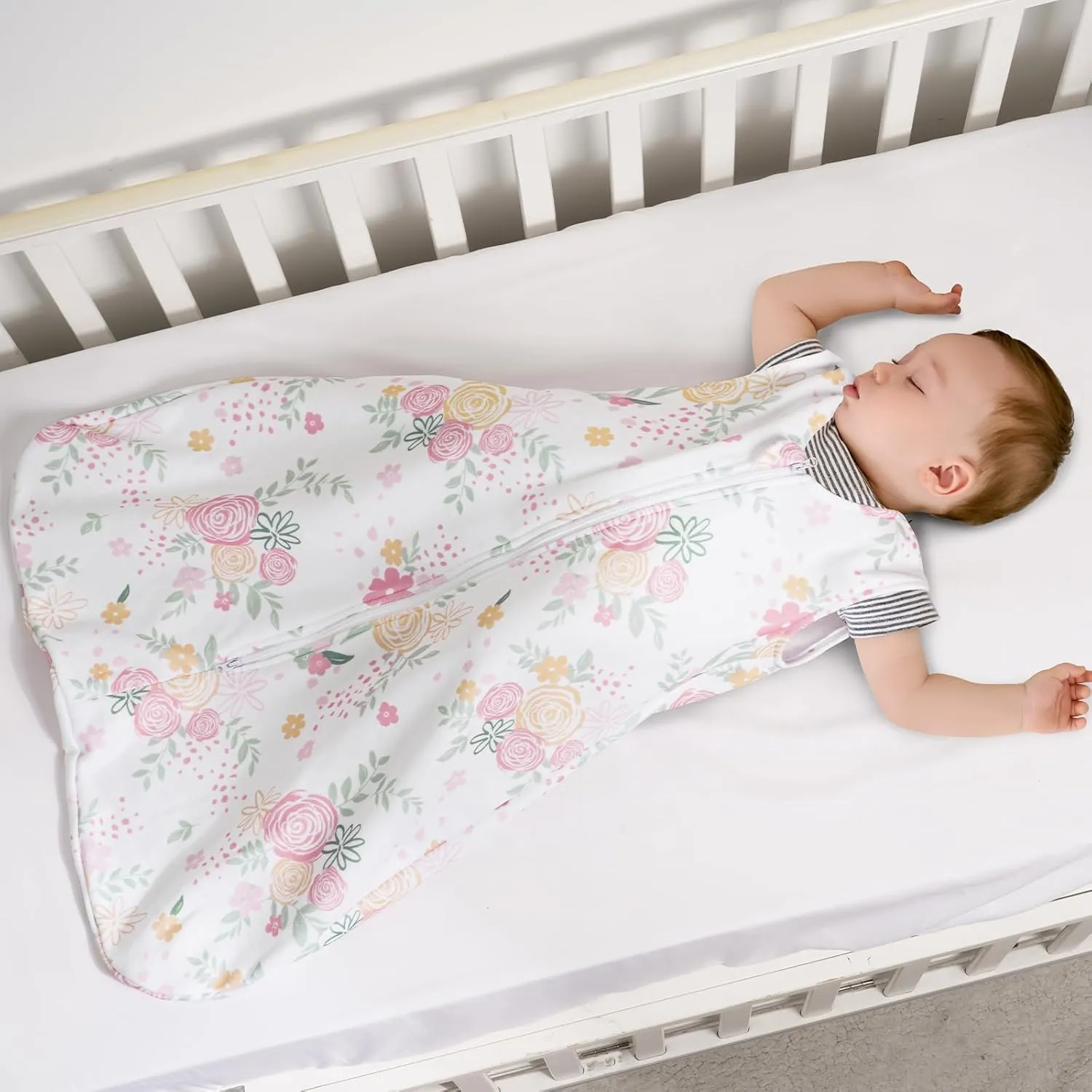 PHF 3 Pack Warm Micro-Fleece Baby Sleep Sack 12-18 Months, Soft Baby Wearable Blanket, 2-Way Zipper Sleeping Bags, Comfy Toddler Sleeping Sack for Girls, Large Size, Rose Floral