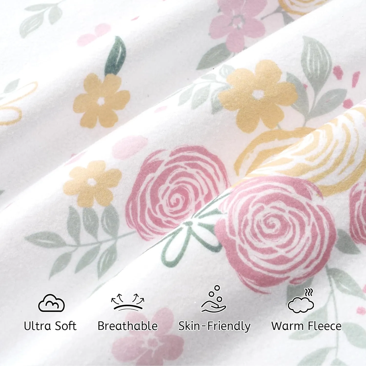 PHF 3 Pack Warm Micro-Fleece Baby Sleep Sack 12-18 Months, Soft Baby Wearable Blanket, 2-Way Zipper Sleeping Bags, Comfy Toddler Sleeping Sack for Girls, Large Size, Rose Floral