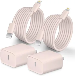 Phone 14 13 12 Fast Charger [MFi Certified] 10FT Type C Charger 2 Pack 20W USB C Charger Block with Fast Charging Cable for Phone 14/14 Pro/13/13Pro Max/12/12 Pro Max/11/XS/XR/X/8Plus(Pink)