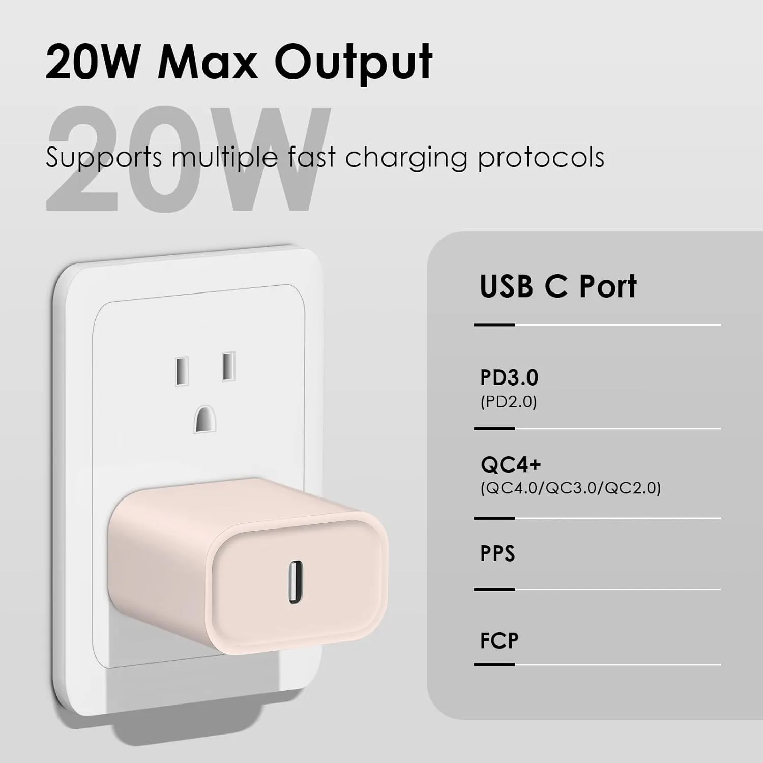 Phone 14 13 12 Fast Charger [MFi Certified] 10FT Type C Charger 2 Pack 20W USB C Charger Block with Fast Charging Cable for Phone 14/14 Pro/13/13Pro Max/12/12 Pro Max/11/XS/XR/X/8Plus(Pink)