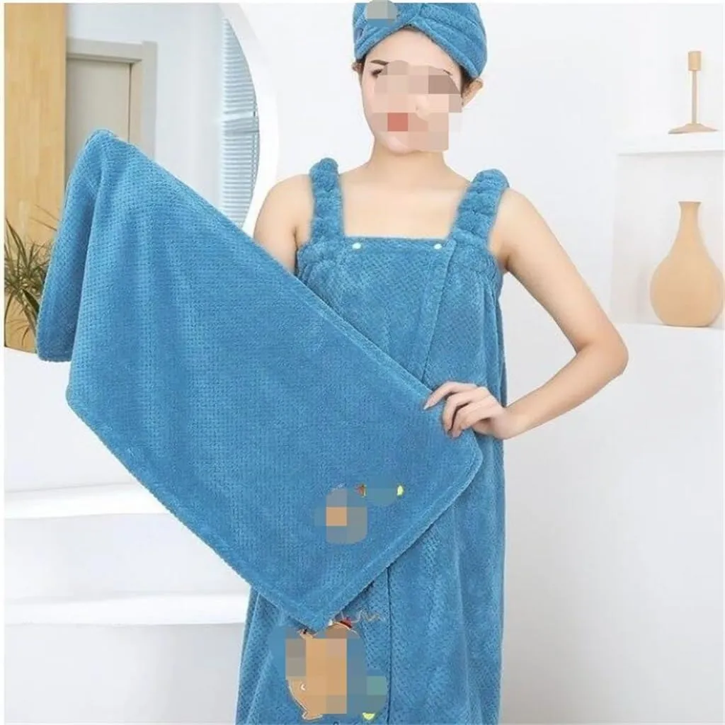 Pineapple Bath Skirt Bath Towel Women's Three Piece Household Bathrobe Bath Hat Set Dry Hair Hat (D As showns)