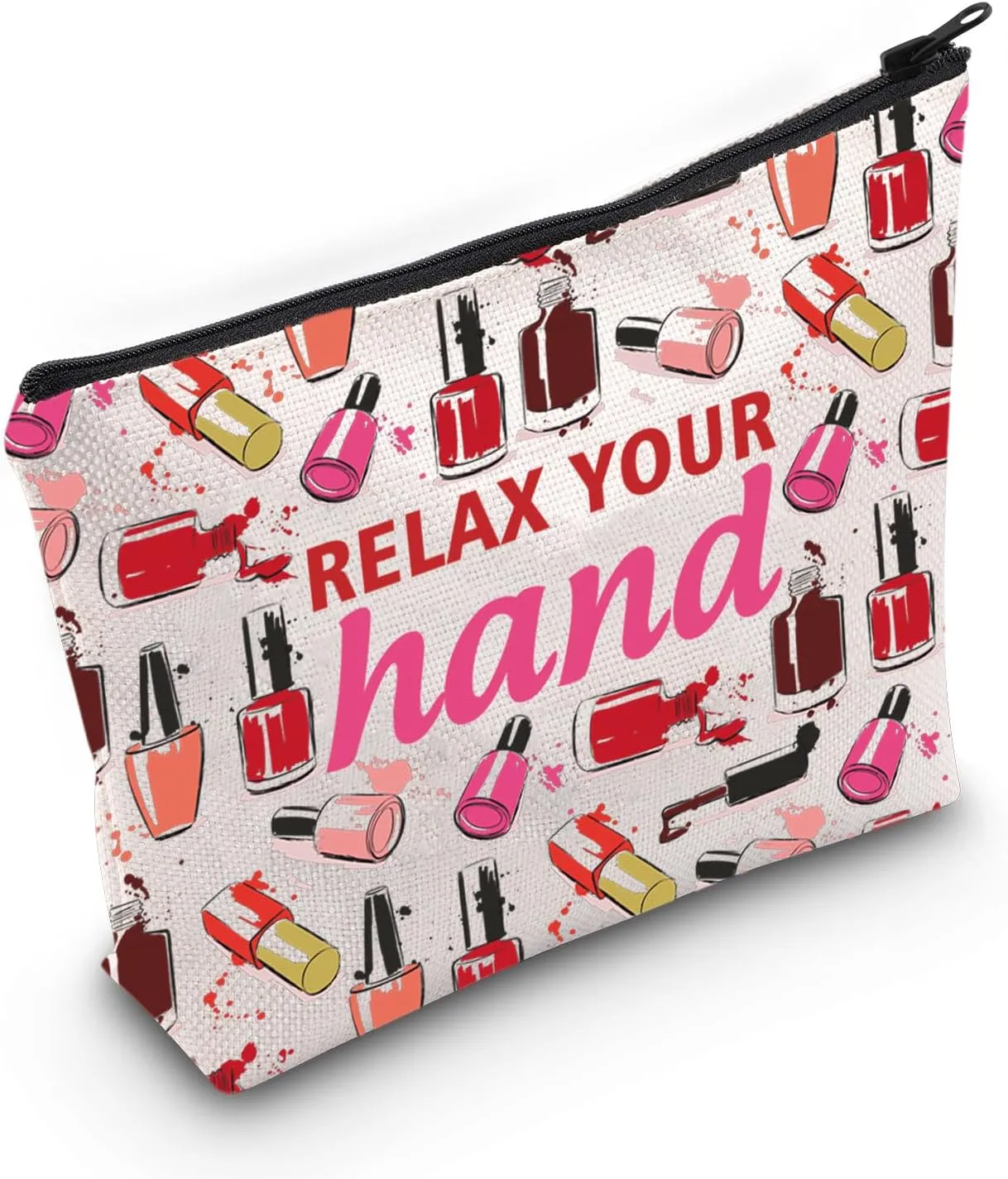 PLITI Nail Technician Gifts Nail Tech Graduation Gift Nail Artist Appreciation Gift Relax Your Hand Manicurist Makeup Bag (Relax Hand Bag)