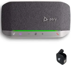 Poly SYNC 20 USB-C Speakerphone - Globa Teck Worldwide Bundle with Universal Charger - for Streaming Voice/Video, Distance Learning, Remote Work, School,Conferencing Apps - Zoom, Webex, Meet, Teams