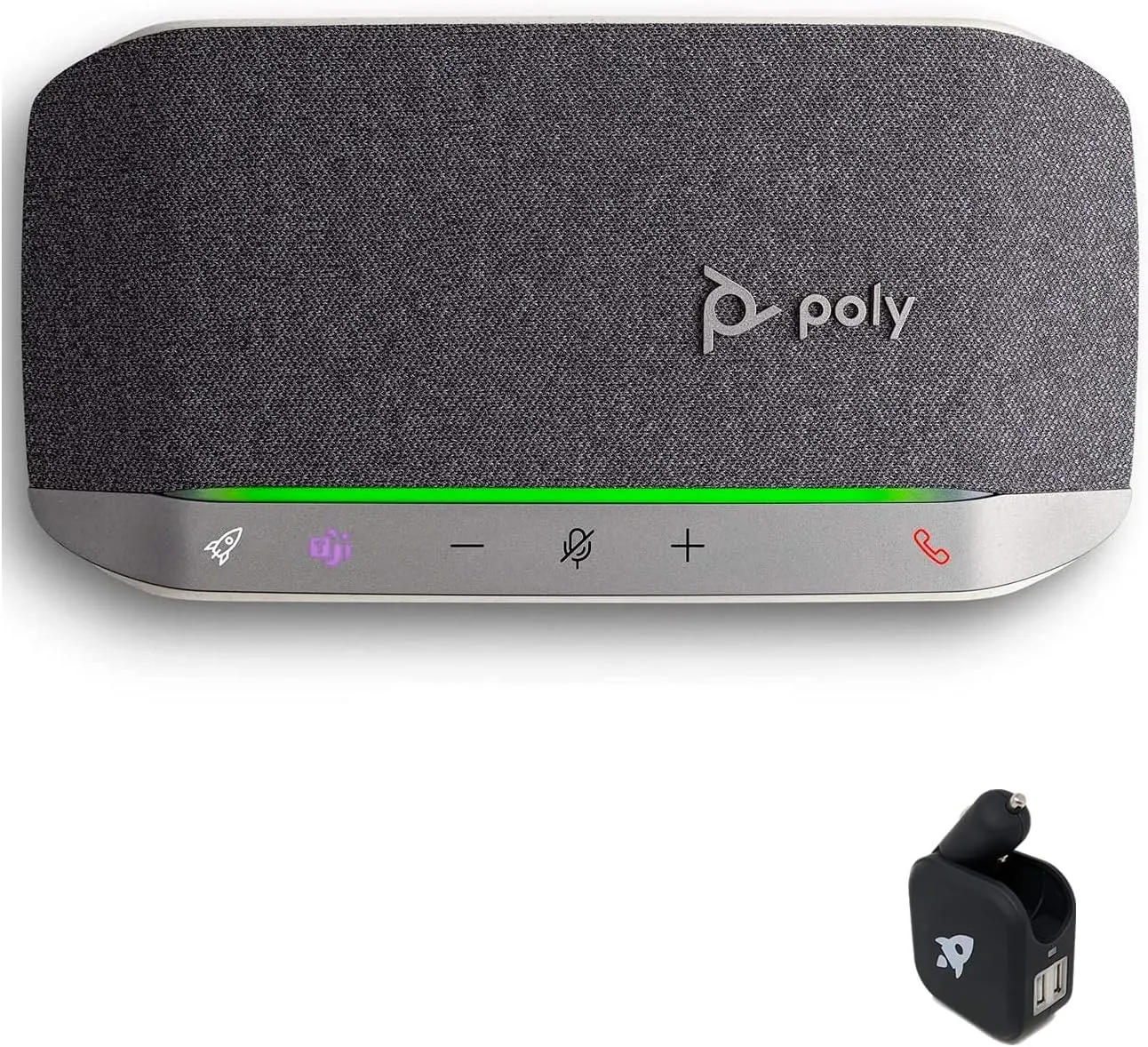Poly SYNC 20 USB-C Speakerphone - Globa Teck Worldwide Bundle with Universal Charger - for Streaming Voice/Video, Distance Learning, Remote Work, School,Conferencing Apps - Zoom, Webex, Meet, Teams