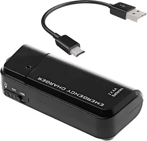Portable AA Battery Travel Charger for Asus Transformer Book T90 Chi and Emergency Re-Charger with LED Light! (Takes 2 AA Batteries) [Black]