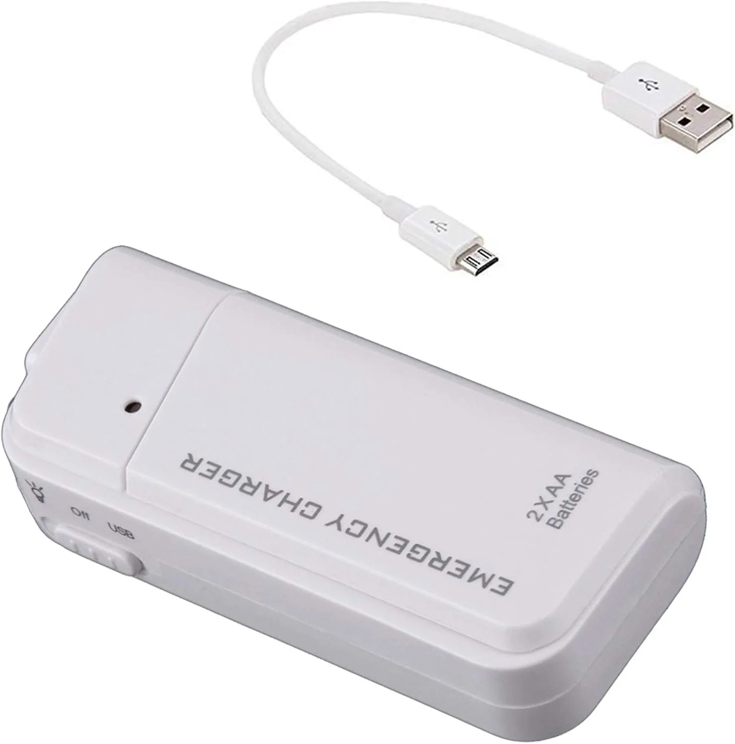 Portable AA Battery Travel Charger for mobiado Grand Touch Aston Martin and Emergency Re-Charger with LED Light! (Takes 2 AA Batteries) [White]