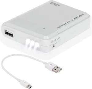 Portable AA Battery Travel Charger for mobiado Grand Touch Aston Martin and Emergency Re-Charger with LED Light! (Takes 4 AA Batteries) [White]