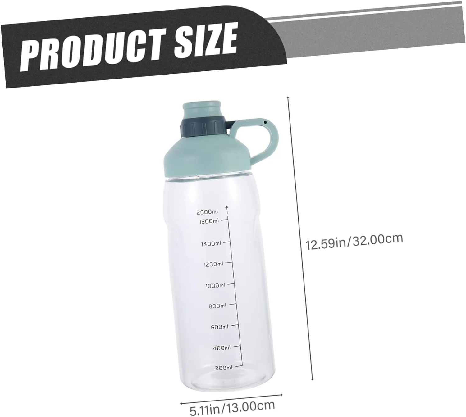 Portable Fitness Water Bottle with Measurement Scale Large Capacity Outdoor Sports Kettle and Material for and Juices for Gym and Outdoor Activities