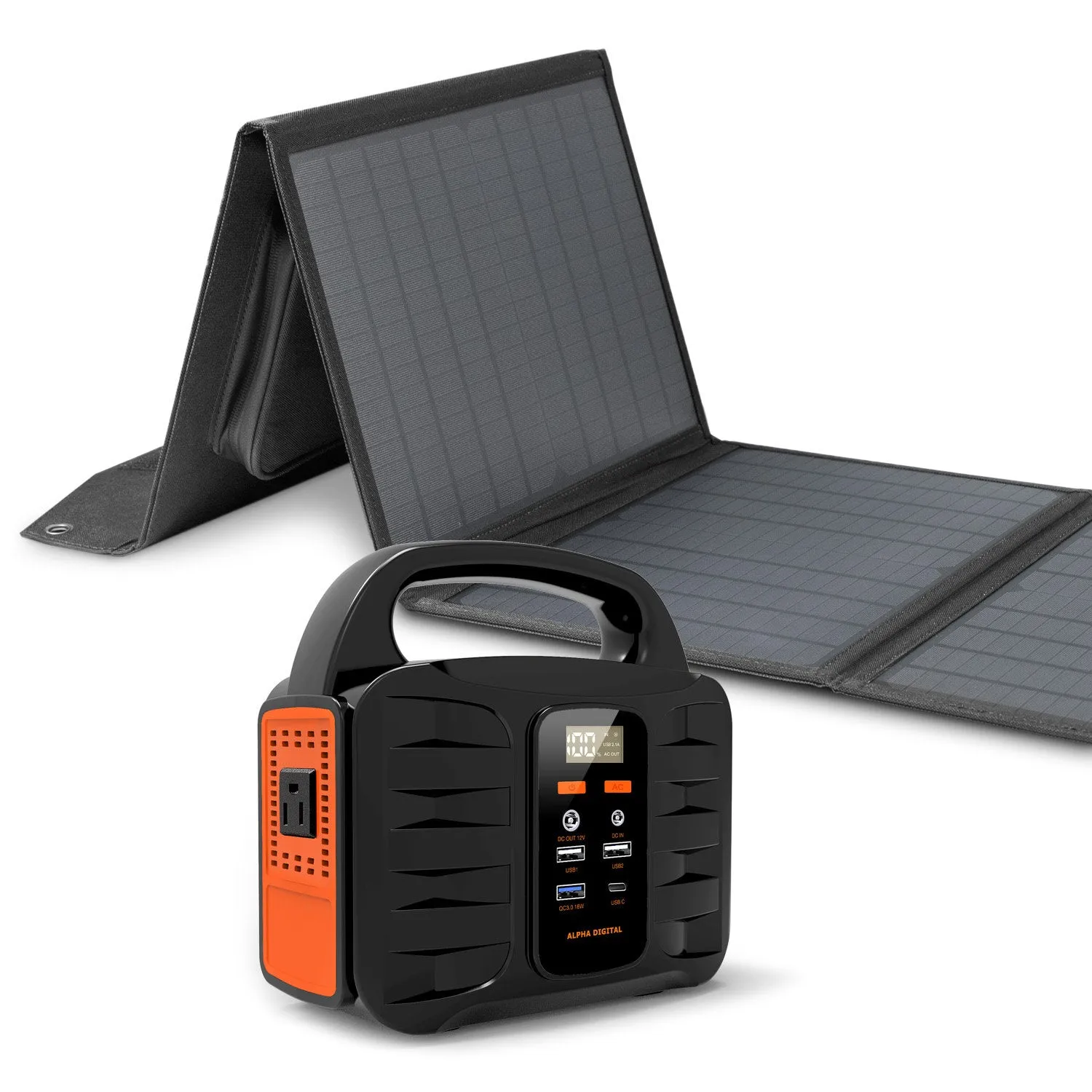 Portable Power Station: 100W, 155Wh/42000mAh & 40W Solar Panel - Combo - 9 Charging Ports with 1x A/C