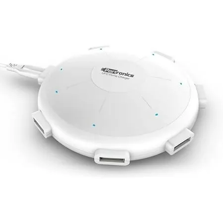 Portronics UFO 6-Port USB Charger – Multi-Device Charging Station, 8A Output (White)