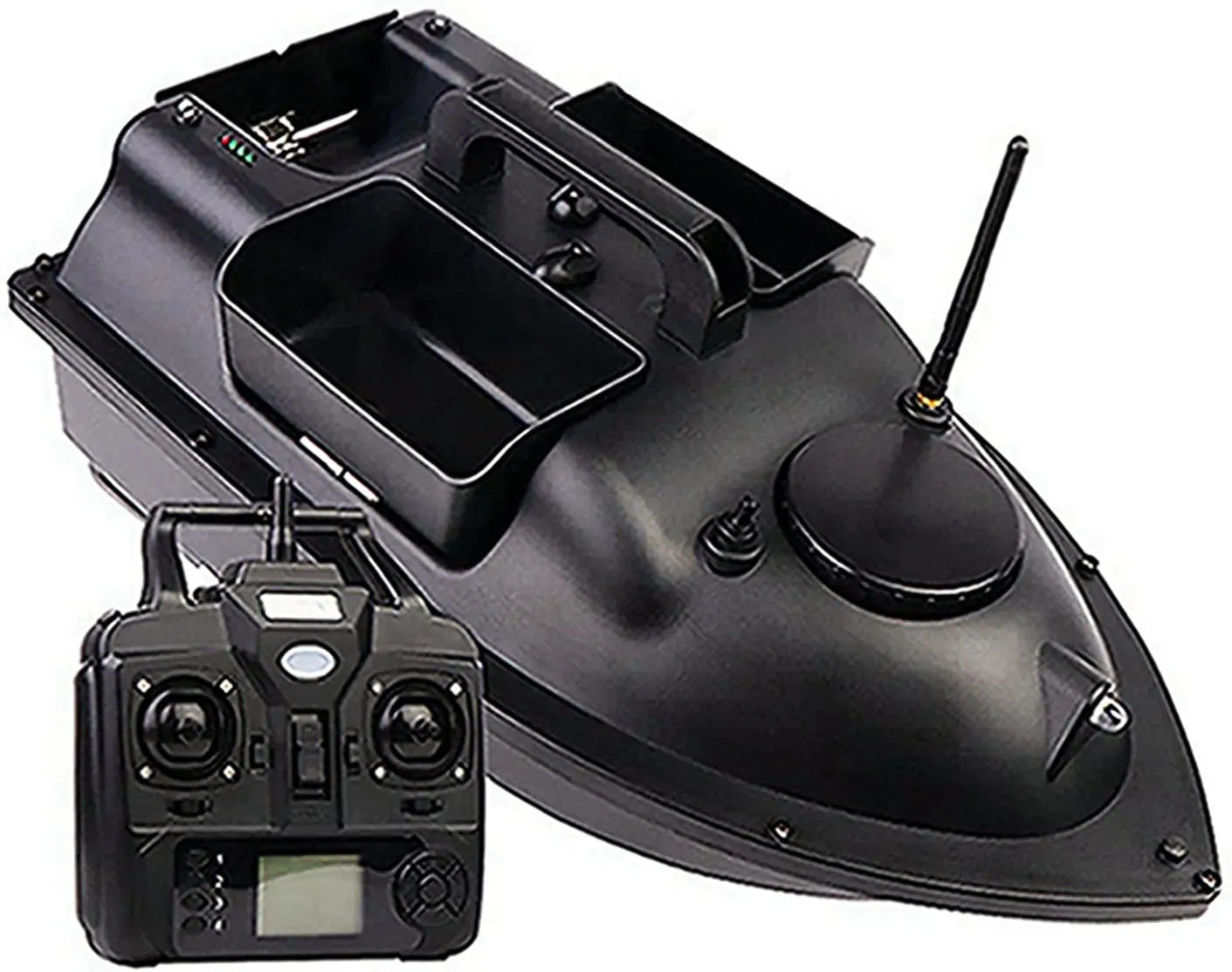 Positioning, RC Boat Intelligent Fishing Bait Boat, 500 M Large Capacity, The RC Boat Speed Boat Double Motor RC Boat,Black,12000MAH