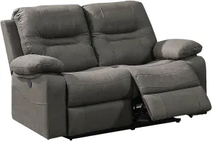 Poundex Slate Blue Breathable Leatherette Power Loveseat